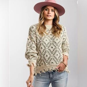 Buckle Gimmicks NWT Chenille Color Pop Sweater cream olive sz Large